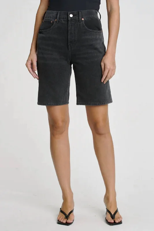 High - Waisted Women Shorts for a Retro and Flattering LookLoretta Bermuda Denim Short In Salem Black