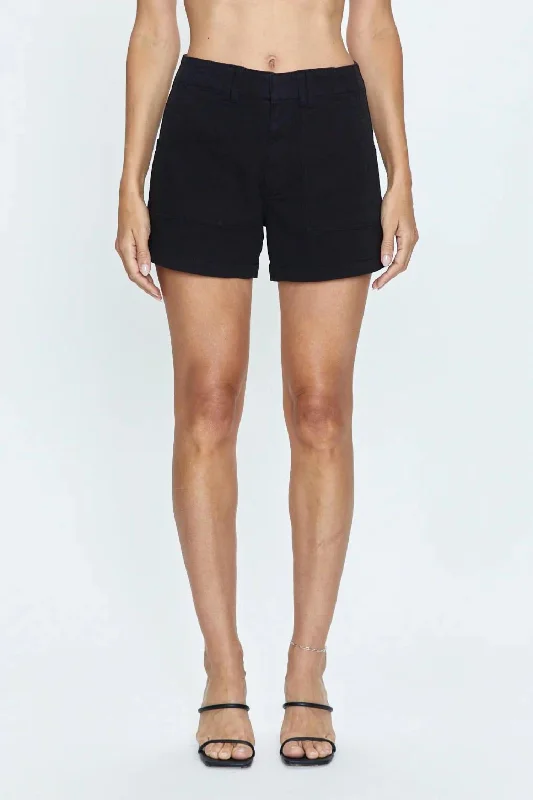 Twill Women Shorts with a Smooth Texture and DurabilityMarissa High Rise Utility Short In Noir