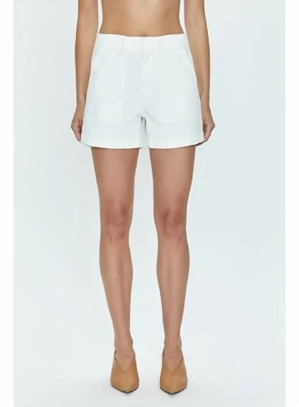 Embroidered Women Shorts with Intricate DesignsMarissa High Rise Utility Short In White