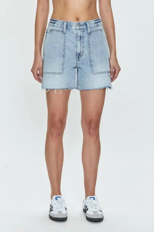 Ruffled Hem Women Shorts to Add a Feminine TouchNoah Mid Rise Short In Riviera