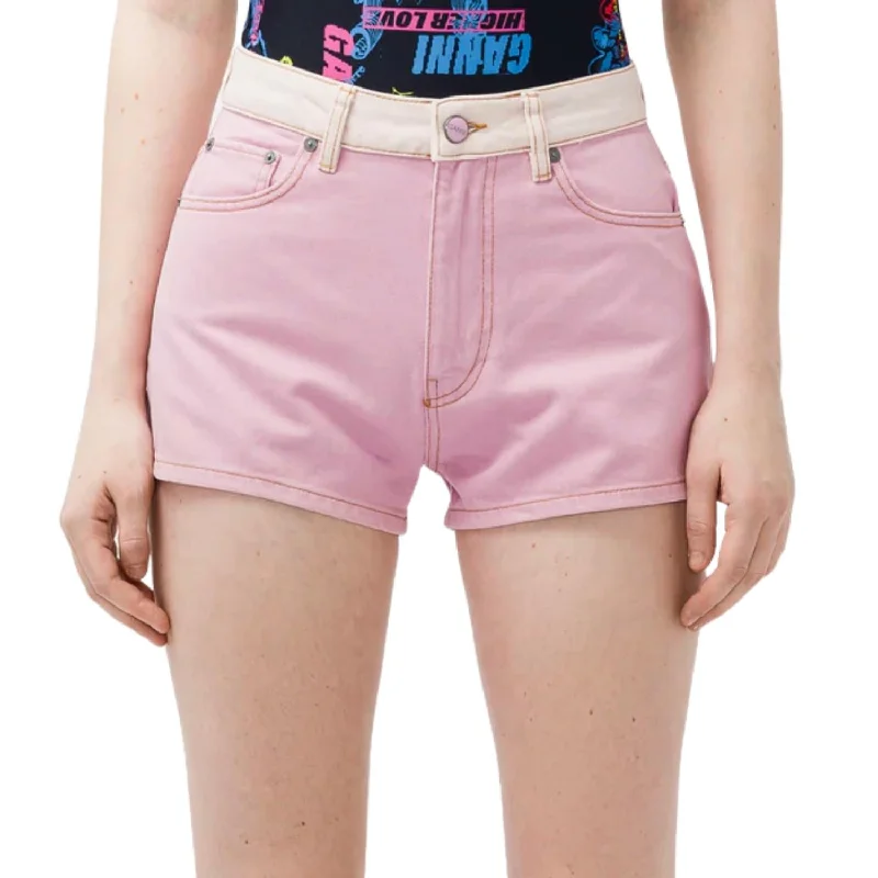 Embroidered Women Shorts with Intricate DesignsOverdyed Cutline High Waisted Shorts In Light Lilac