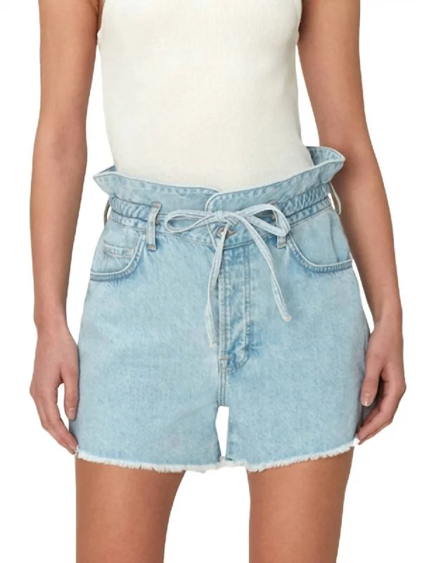 Cargo Women Shorts with Multiple Pockets for FunctionalityPaperbag Shorts In Tuberose Blue