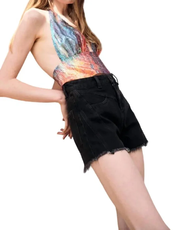 Elastic Waist Women Shorts for Easy Wear and ComfortPenny Teller Shorts In Charcoal