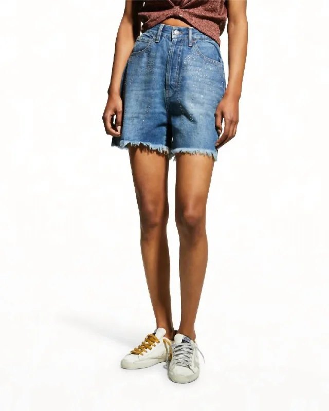 Embroidered Women Shorts with Intricate DesignsRachel Who Shorts In Indigo