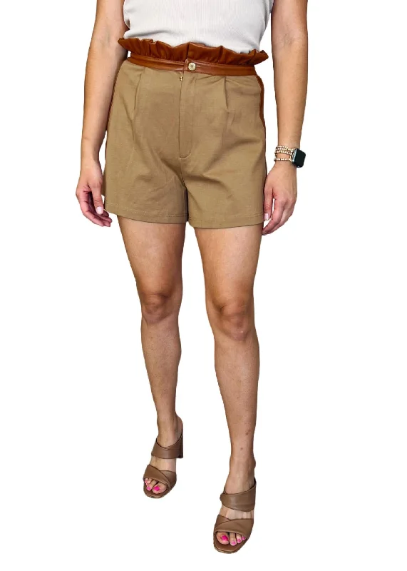 Twill Women Shorts with a Smooth Texture and DurabilityRuffle Short In Brown