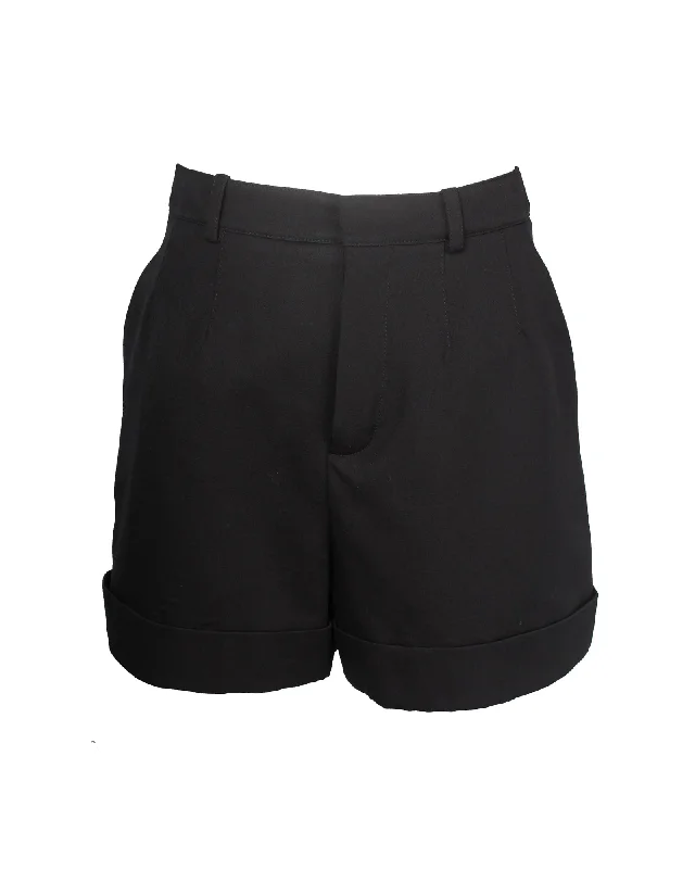 Cuffed Women Shorts for a Laid - Back and Trendy LookSaint Laurent Tailored Mini Shorts in Black Wool