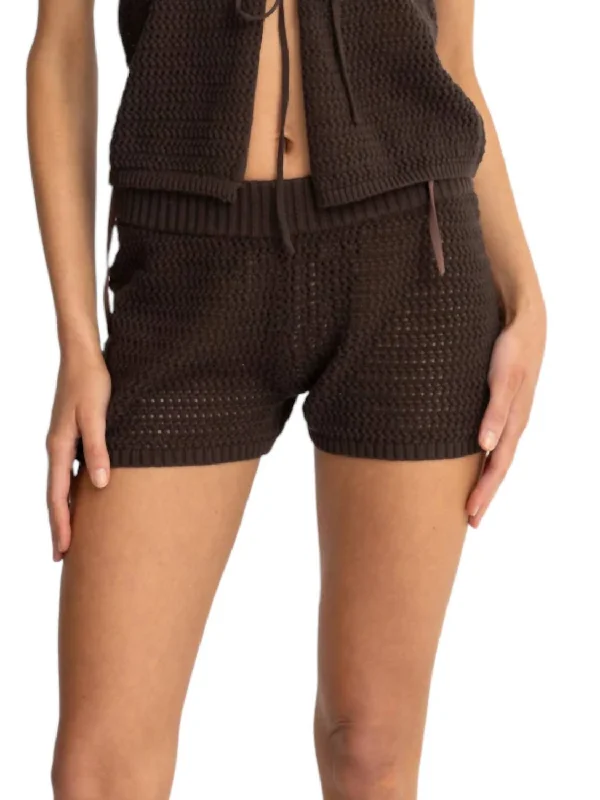 Plus Size Women Shorts with a Comfortable and Stylish FitShell Knit Beach Short In Chocolate