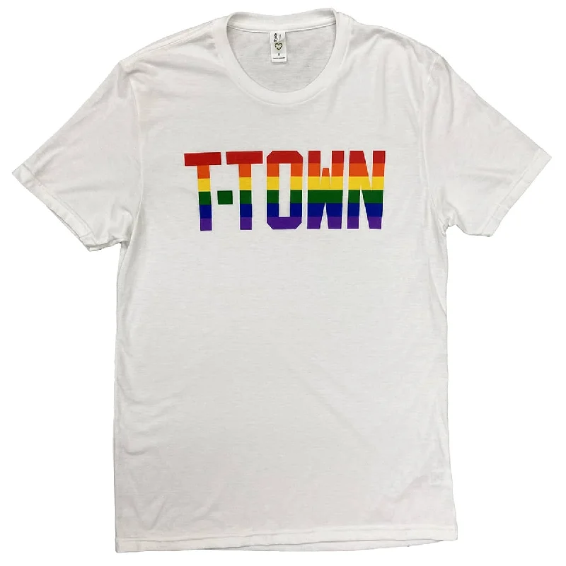 Crop Top Women T Shirt to Pair with High - Waisted BottomsT-Town Rainbow Shirt