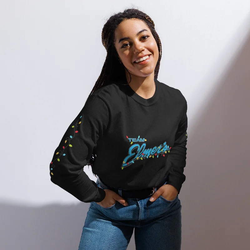 Graphic Print Women T Shirt for a Trendy StatementTeam Elmer's Holiday Lights Garment-Dyed Heavyweight Long-Sleeve Shirt