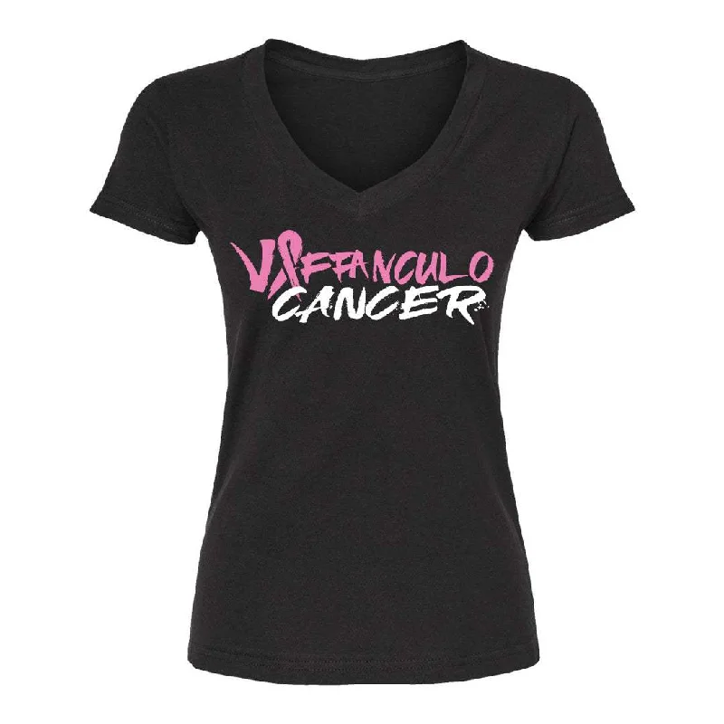 Distressed Women T Shirt with a Laid - Back AestheticV*ffanculo Cancer Womens V-Neck Tee