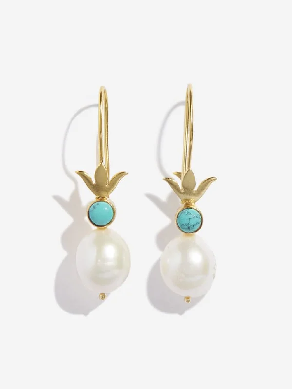 Cuffed Women Shorts for a Laid - Back and Trendy LookWestside Accessories Gold Faux Pearls Tear Drop Earrings