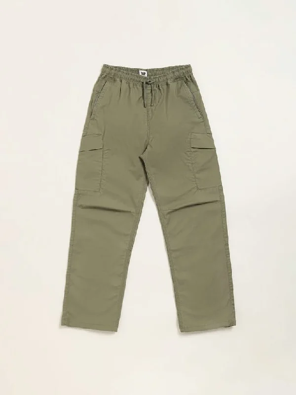 Denim Women Shorts with Distressed Details for a Casual VibeY&F Kids Olive Mid-Rise Trousers