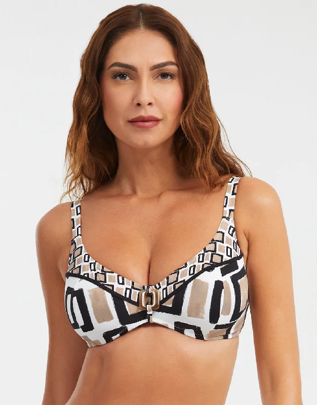 Geo Underwired Bikini Top - Black White and Gold