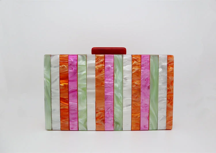 Colorful Striped Acrylic Clutch Bag