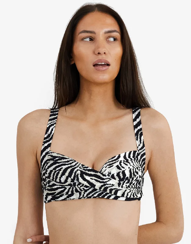 Zebra Medea Bikini Top - Brown and White